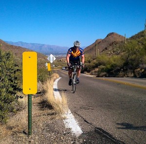 Leonard climbing Gates Pass on the 300k Brevet